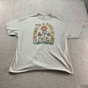 DOM Graphic Shirt Men 2XL Tan Happiness is a State of Mind Mushroom Flower